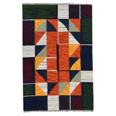 Vintage Art Deco Hungarian Modernist Kilim Rug 4'9''x7'3''
