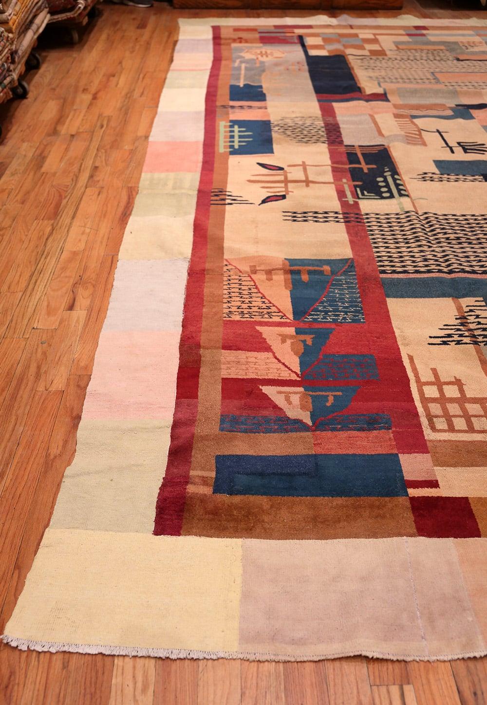 Hand-Knotted Vintage Art Deco Indian Rug. Size: 12 ft 7 in x 18 ft 7 in For Sale