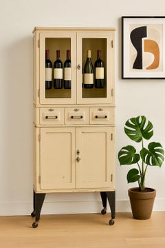 Vintage ART DECO Industrial METAL Medical Cabinet on Casters, c. 1930's