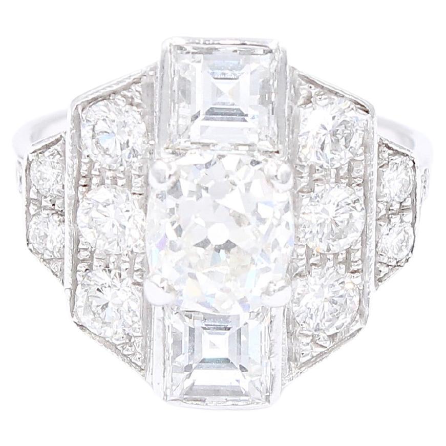 Vintage Art Déco inspired 1.35 Carat diamond ring 