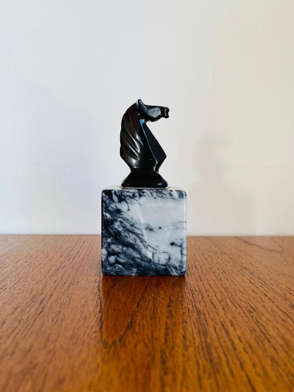 Cast Vintage Art Deco Inspired Horse Bust Paperweight For Sale