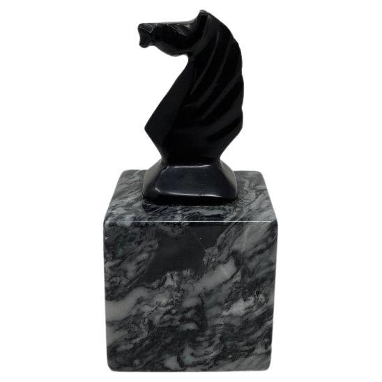 Fermacarte vintage di ispirazione Art Deco con busto di cavallo
