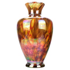 Vintage Art Deco Iridescent Glass Vase by Kralik, Czech Bohemian Style