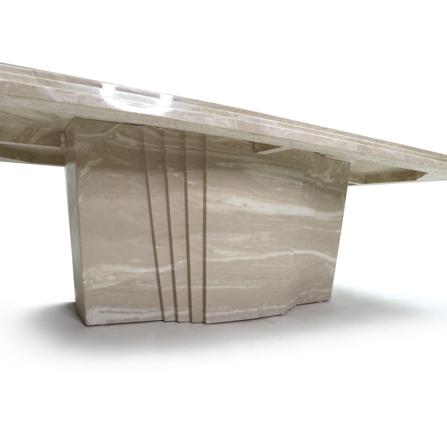 Late 20th Century Vintage Art Deco Italian Travertine Stone Coffee Table