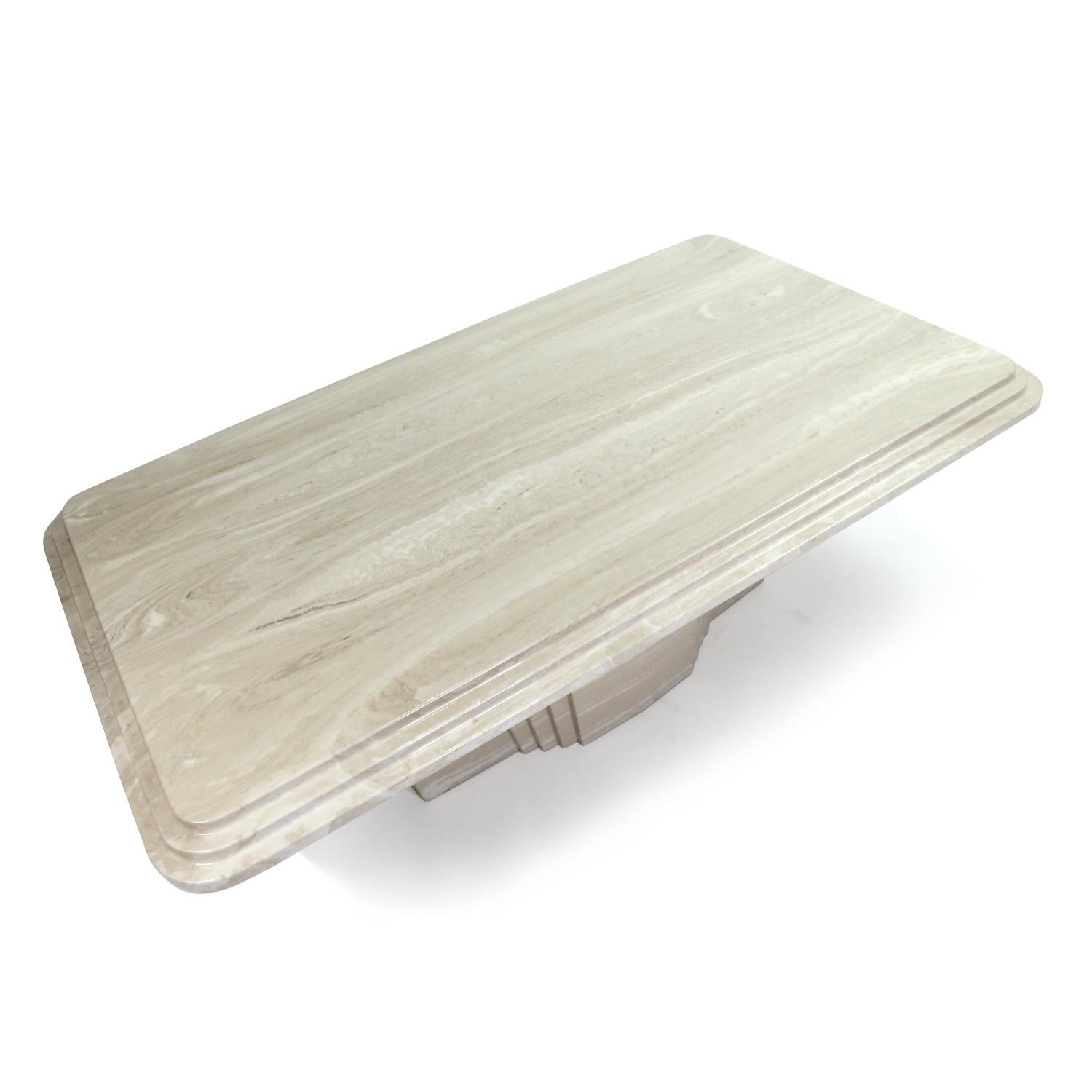 Vintage Art Deco Italian Travertine Stone Coffee Table 1