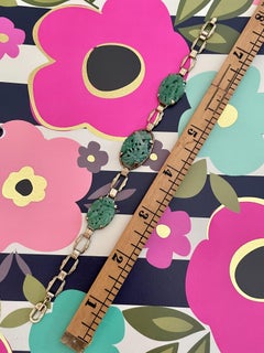 Vintage Art Deco Jadeite Jade Medallion 14 Karat Yellow Gold Link Bracelet