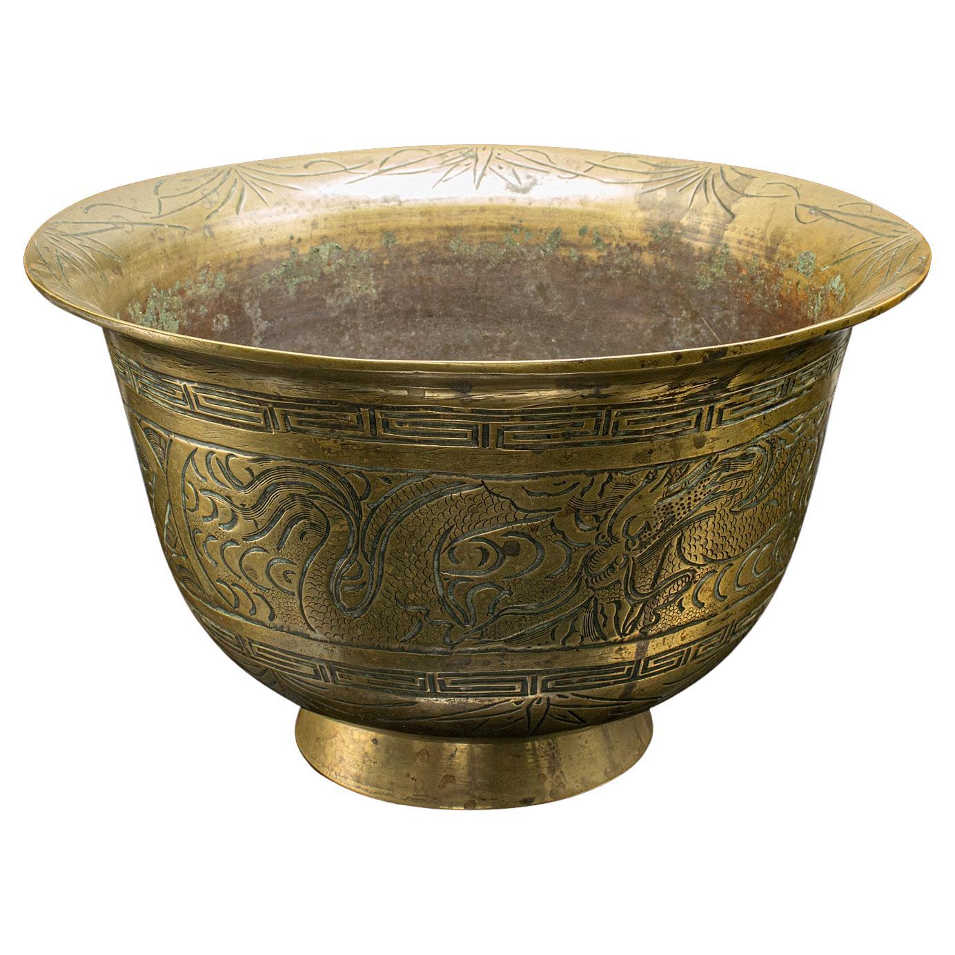 Vintage Art Deco Jardiniere, Chinese, Bronze, Decorative Planter Bowl, C.1930