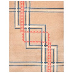 Vintage Art Deco Kilim from India. Size: 9 ft x 11 ft 8 in (2.74 m x 3.56 m)