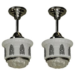 Vintage Art Deco Kitchen Pendant Lights. Two available, priced each