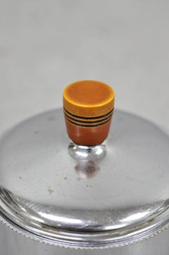 Vintage Art Deco Krome Kraf Farber Bros Silver Plated Sugar Bowl Bakelite Handle