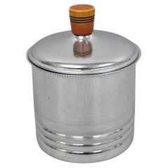 Vintage Art Deco Krome Kraf Farber Bros Silver Plated Sugar Bowl Bakelite Handle