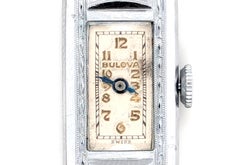 Montre-bracelet Bulova vintage pour femme, style Art déco, en or laminé 10 carats, modèle d'origine de 1934