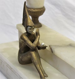 Vintage Art Deco Lamp , Alabaster , Pixy Girl by Gerdago