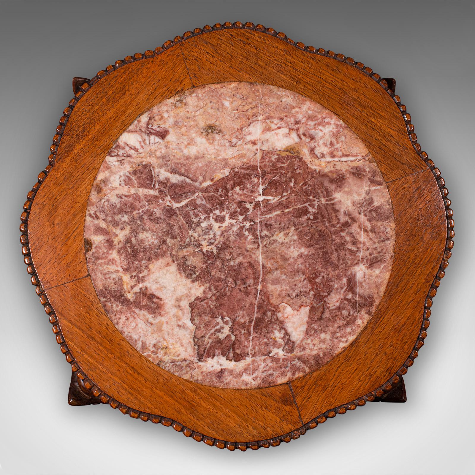 Marbre Vintage Art Deco Lamp Stand, Oriental, Occasional, Wine, Side Table, Circa 1940 en vente