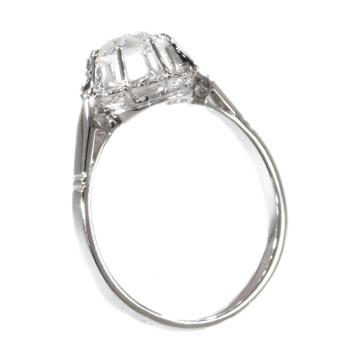 Vintage Art Deco Large Rose Cut Diamond Engagement Ring Also Called Solitair For Sale 2