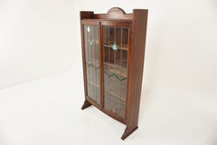 Vintage Art Deco Leaded Stained Glass Bookcase, Display, Scotland 1920, H1105