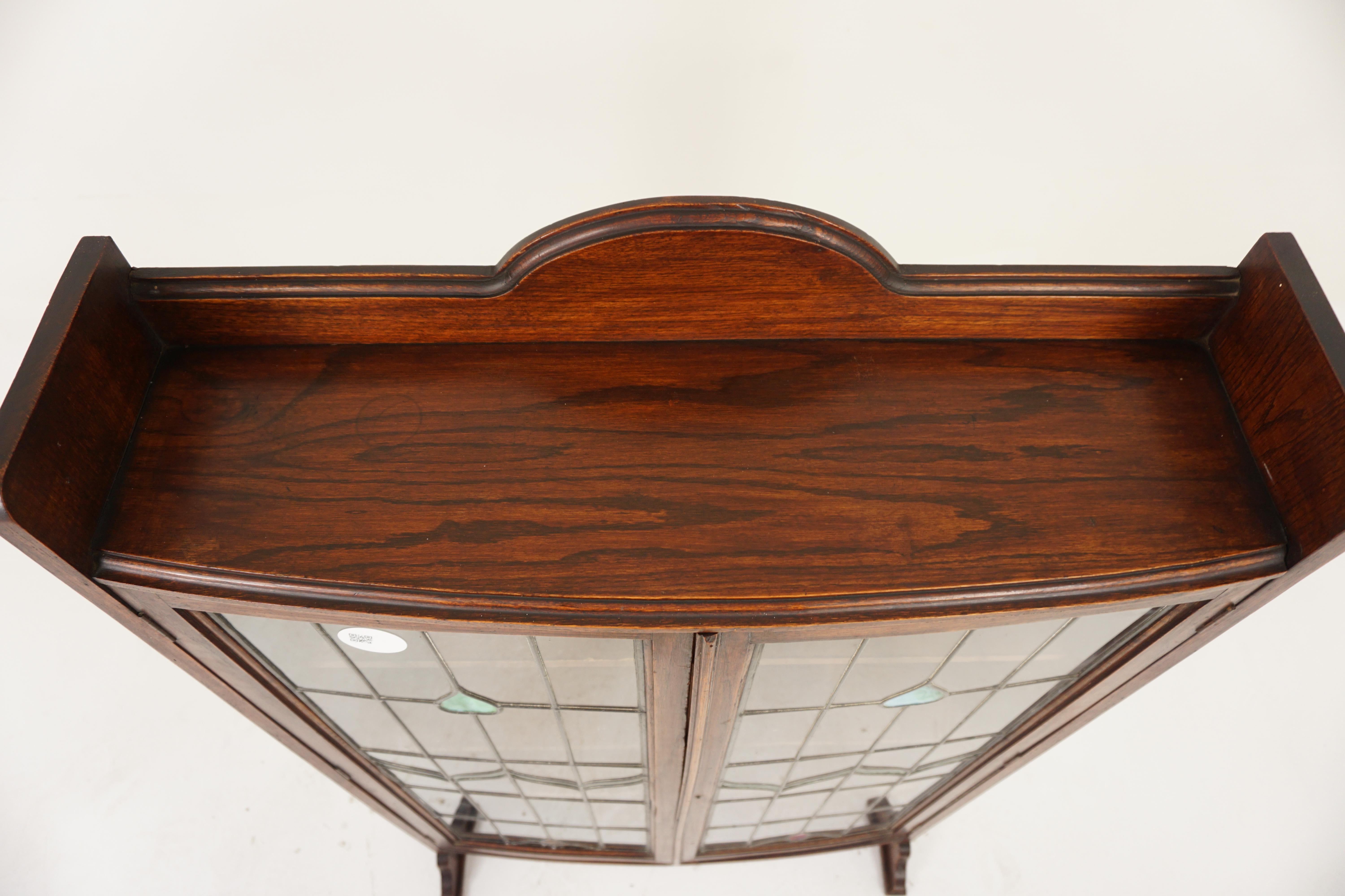 Vintage Art Deco Leaded Stained Glass Bookcase, Display, Scotland 1920, H1105 2