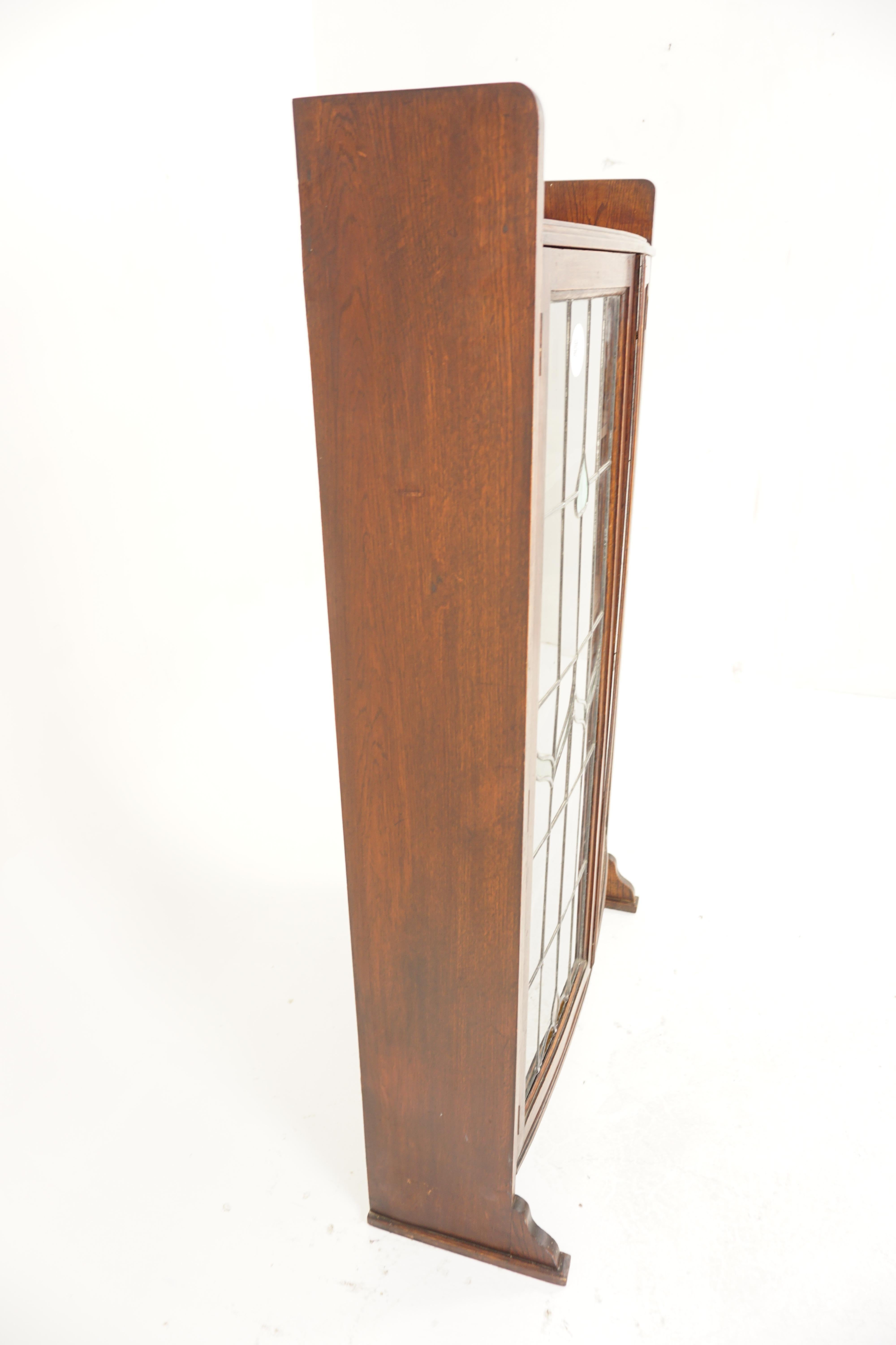 Vintage Art Deco Leaded Stained Glass Bookcase, Display, Scotland 1920, H1105 3