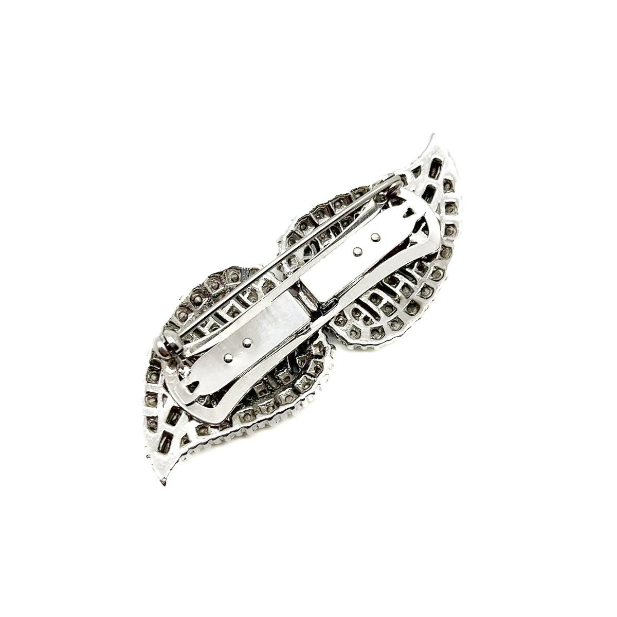 Vintage Art Deco Leaf Double Dress Clip 1940s For Sale 1
