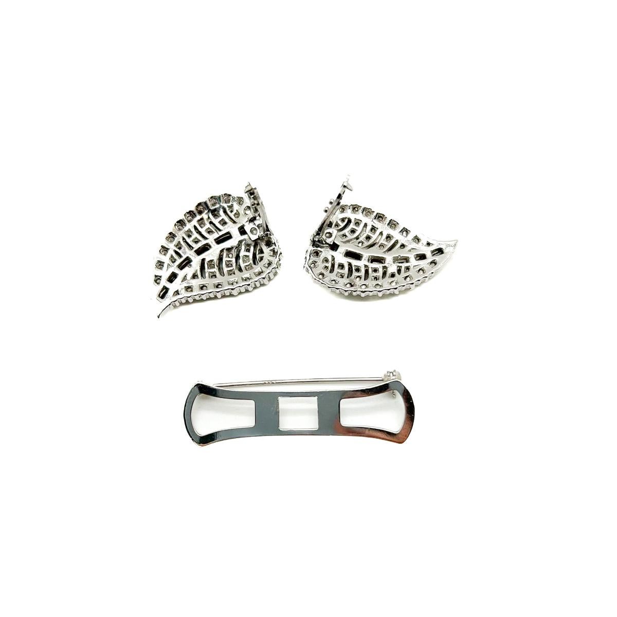 Vintage Art Deco Leaf Double Dress Clip 1940s For Sale 2