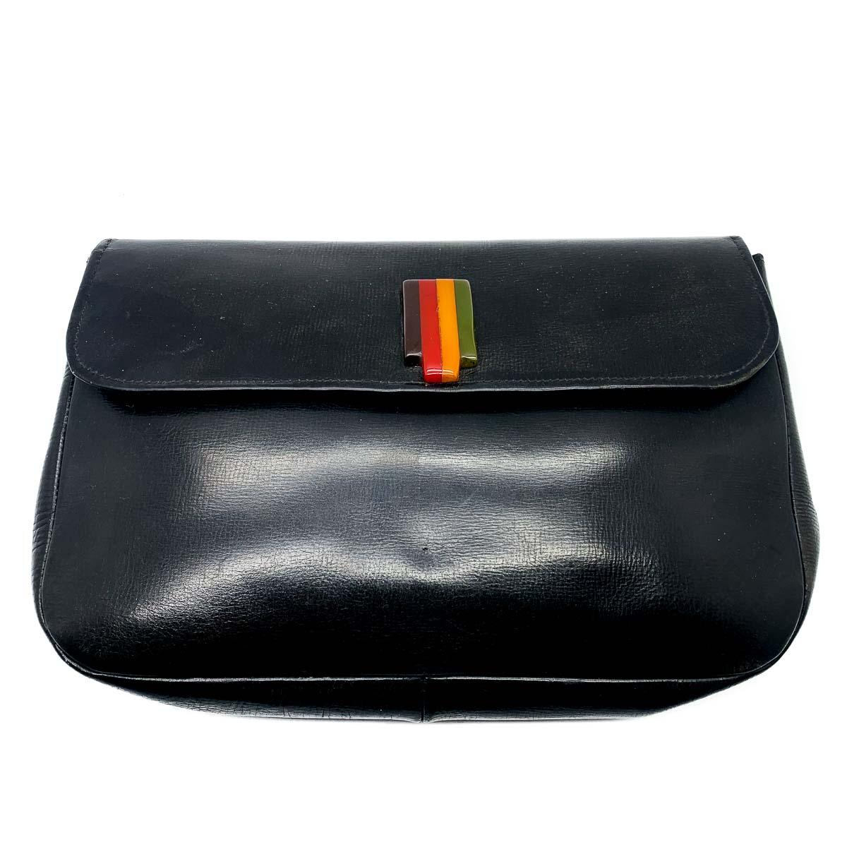 Vintage Art Deco Leather & Bakelite Clutch Bag 1930s In Good Condition For Sale In Wilmslow, GB
