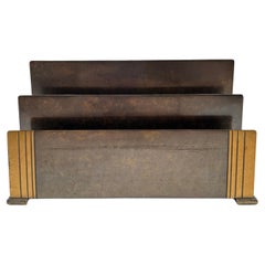 Vintage Art Deco Letter Holder by Silver Crest in Patinated Bronze 