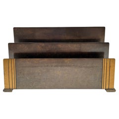 Vintage-Briefhalter aus patinierter Bronze im Art déco-Stil von Silberwappen