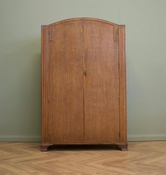Vintage Art Deco Limed Oak Wardrobe, 1930s