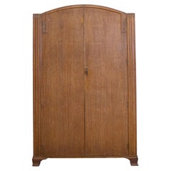 Vintage Art Deco Limed Oak Wardrobe, 1930s