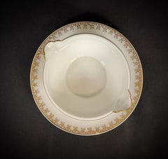 Vintage Art Deco Limoges Porcelain Sauce Boat with Gold Trim by D.R.B - 2Y447