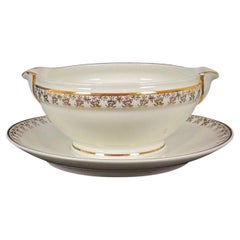 Vintage Art Deco Limoges Porcelain Sauce Boat with Gold Trim by D.R.B - 2Y447