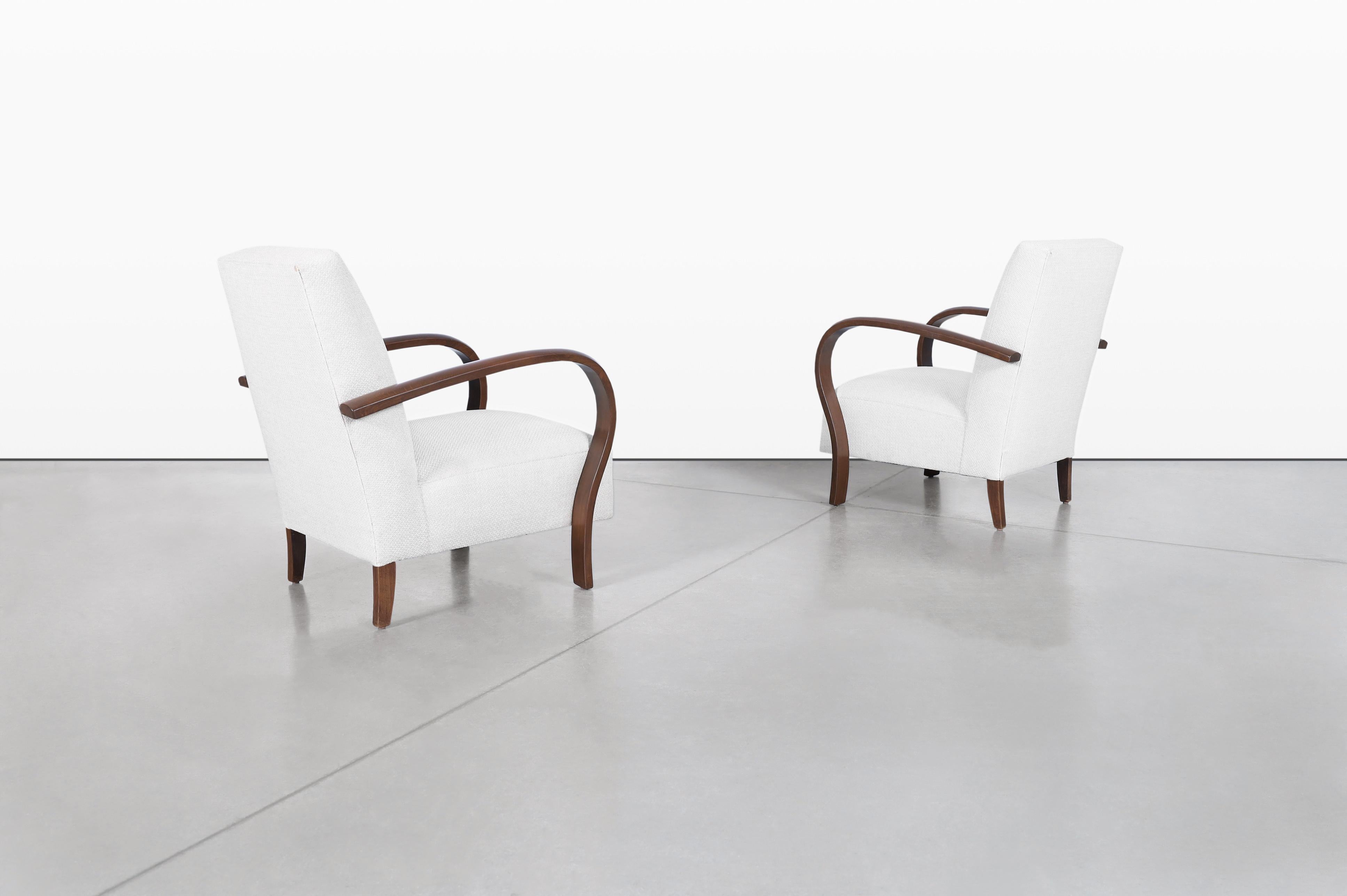 Vintage Art Deco Lounge Chairs, die Jindrich Halabala zugeschrieben werden (Mitte des 20. Jahrhunderts) im Angebot