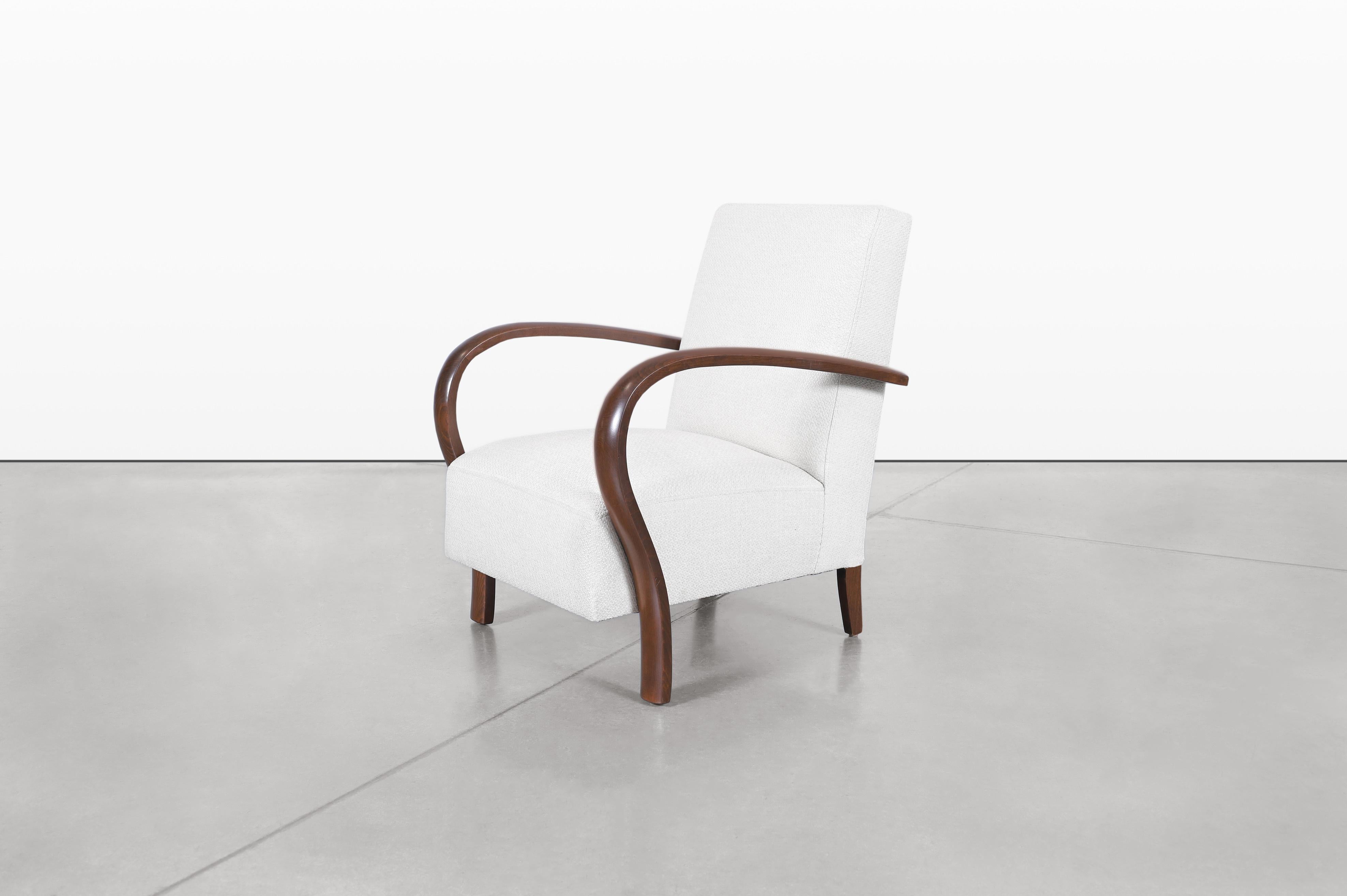 Vintage Art Deco Lounge Chairs, die Jindrich Halabala zugeschrieben werden (Stoff) im Angebot