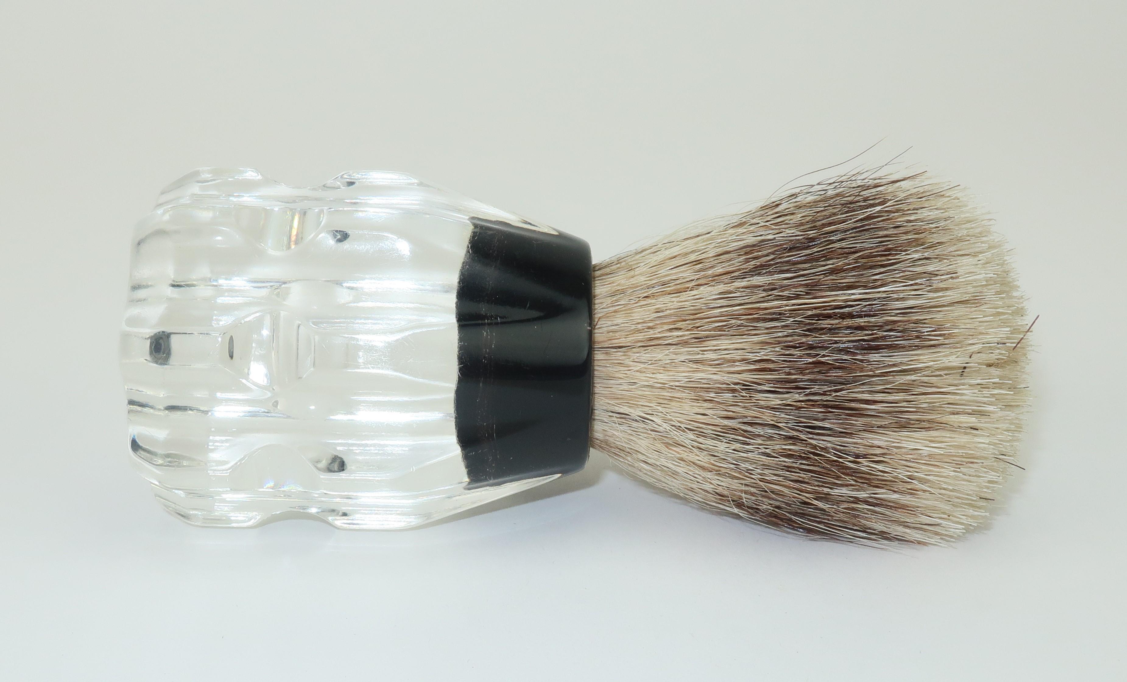 Gray Vintage Art Deco Lucite Handled Shaving Brush For Sale
