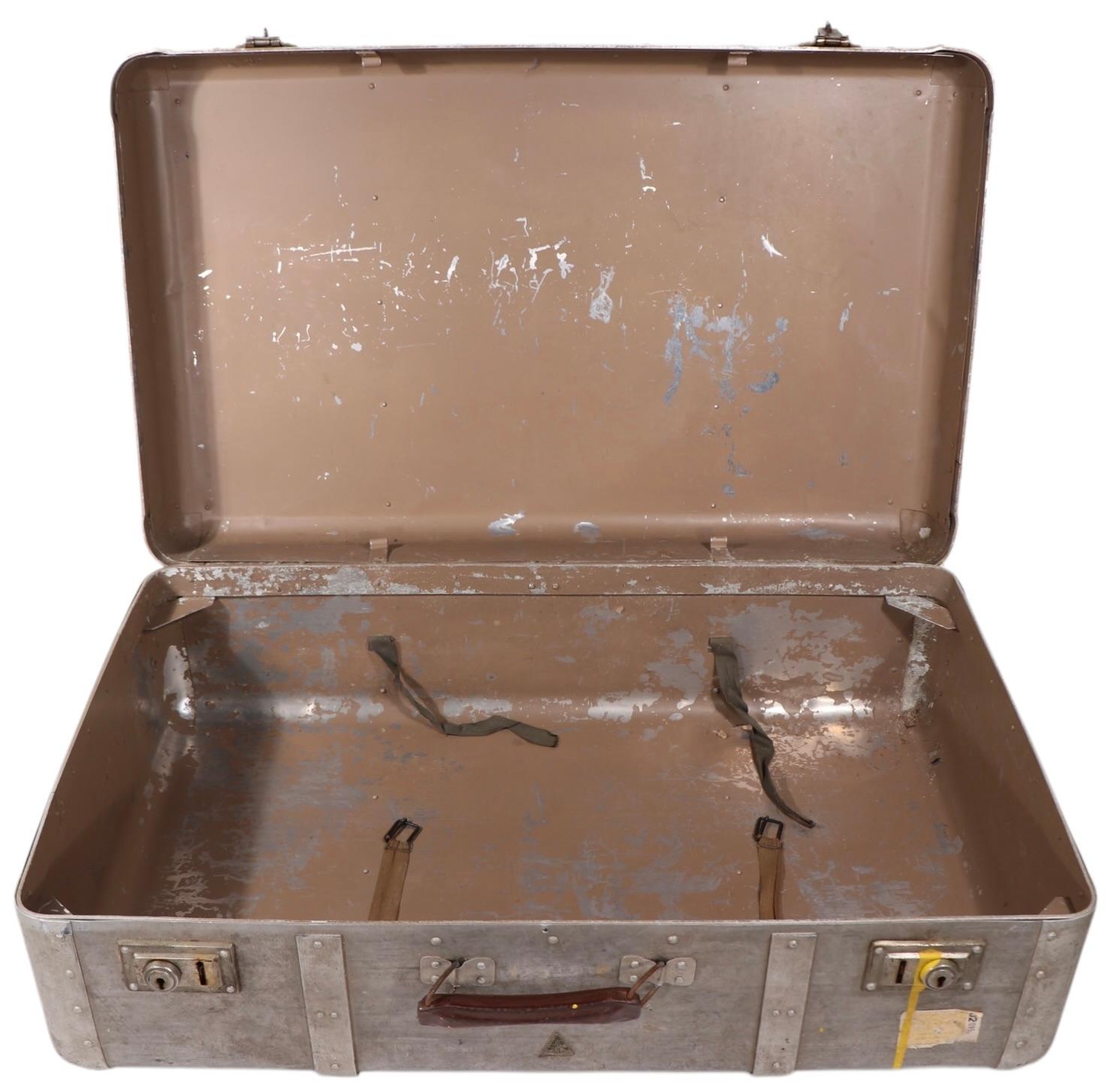 Vintage Art Deco Machine Age Riveted  Aluminum Suitcase For Sale 5
