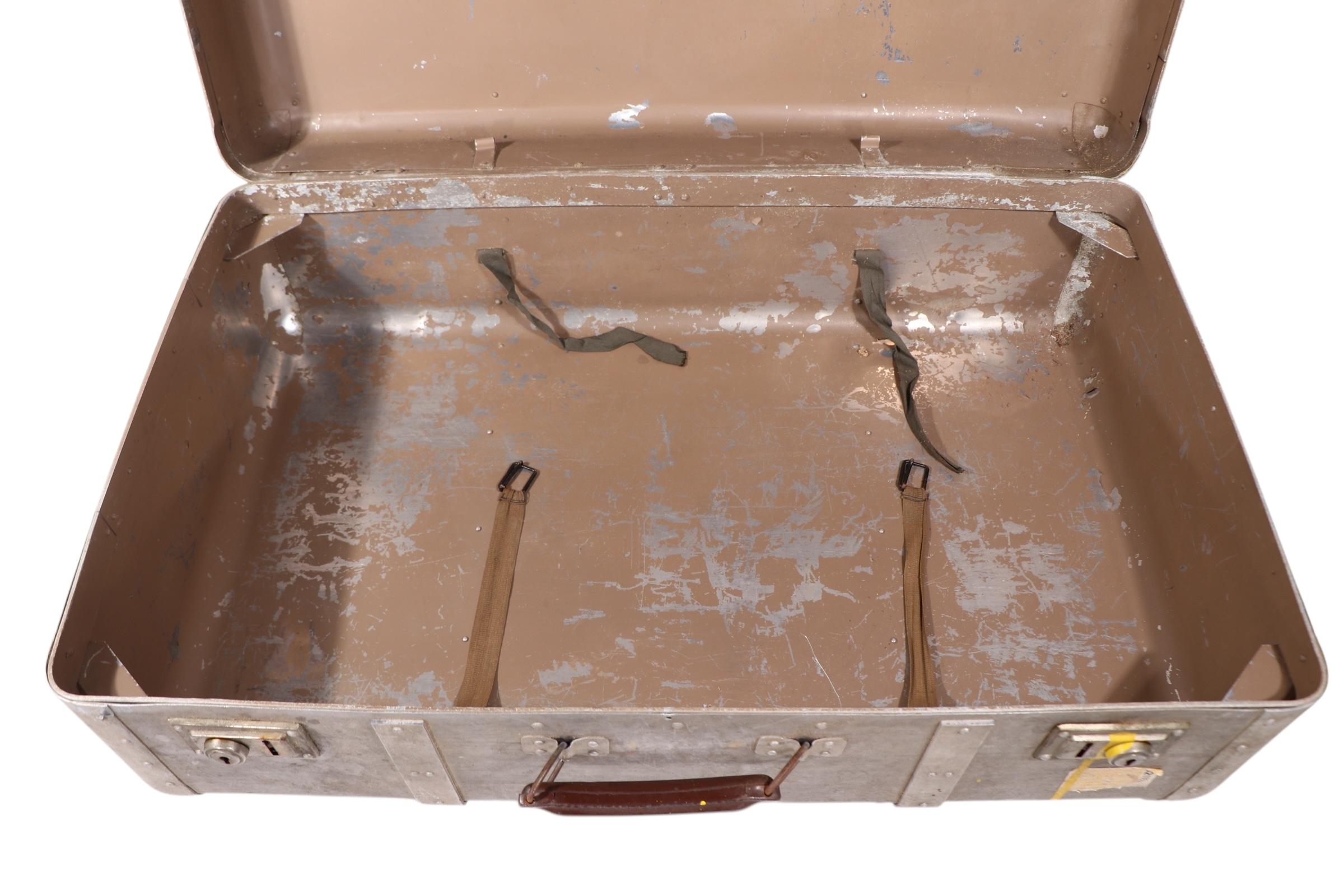Vintage Art Deco Machine Age Riveted  Aluminum Suitcase For Sale 12