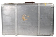 Vintage Art Deco Machine Age Riveted  Aluminum Suitcase