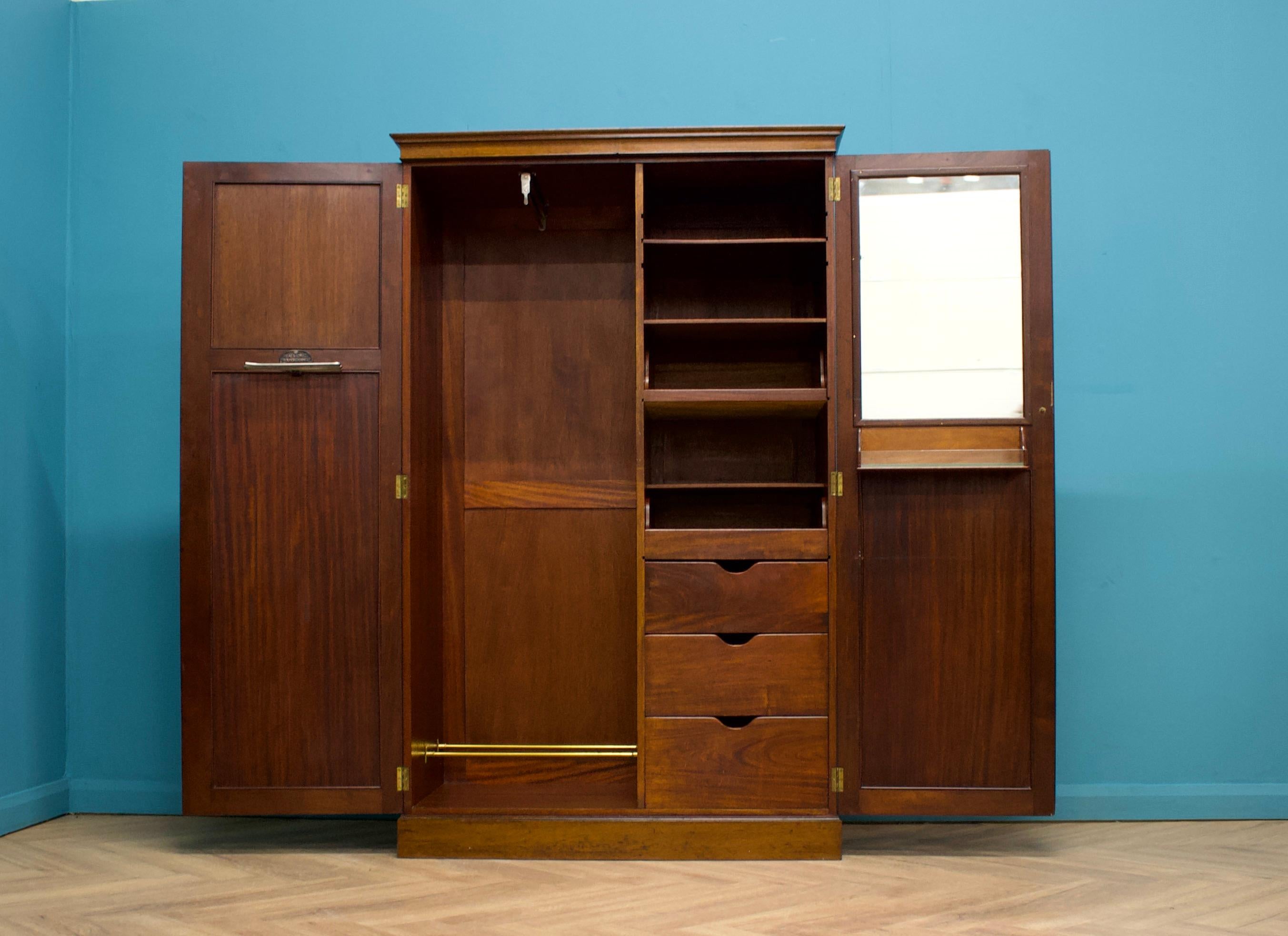 Vintage Art Deco Mahogany Fitted Wardrobe from Heals & Son, 1930s 8