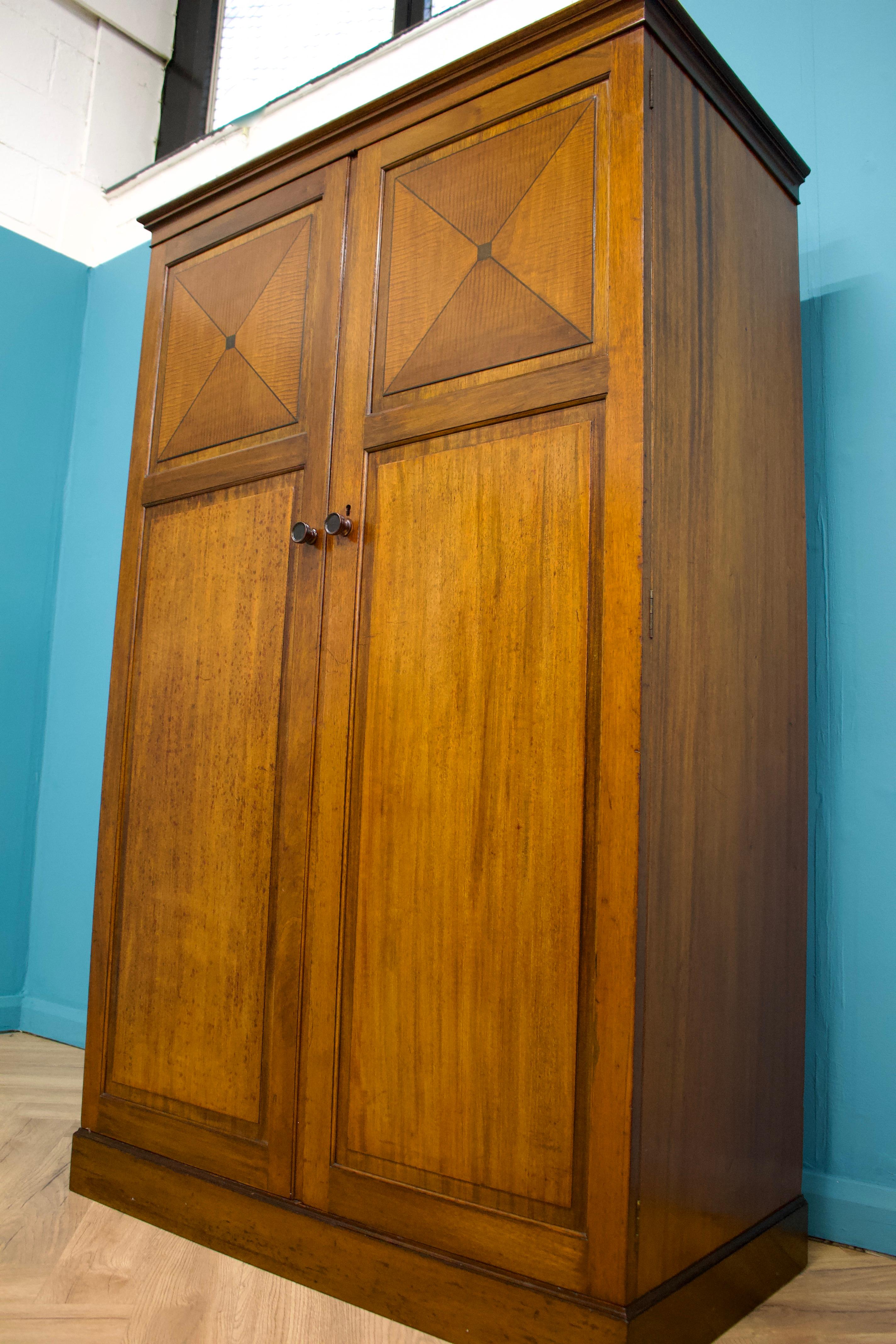 Vintage Art Deco Mahogany Fitted Wardrobe from Heals & Son, 1930s In Good Condition In South Shields, GB