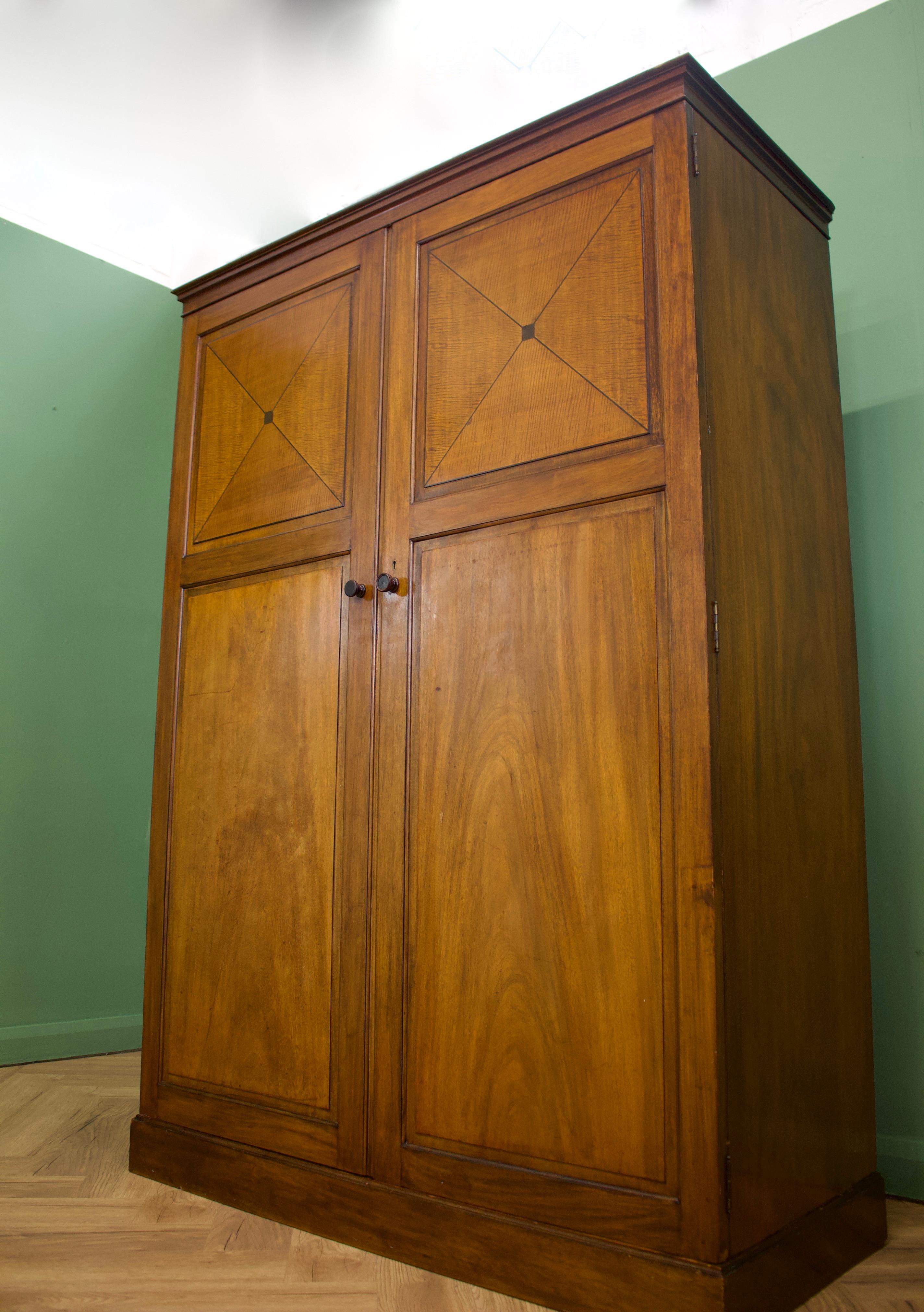 British Vintage Art Deco Mahogany Fitted Wardrobe from Heals & Son, 1930s