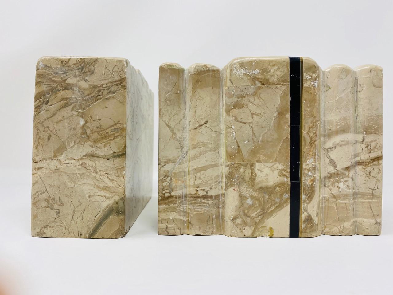 American Vintage Art Deco Marble Bookends by Renoir For Sale