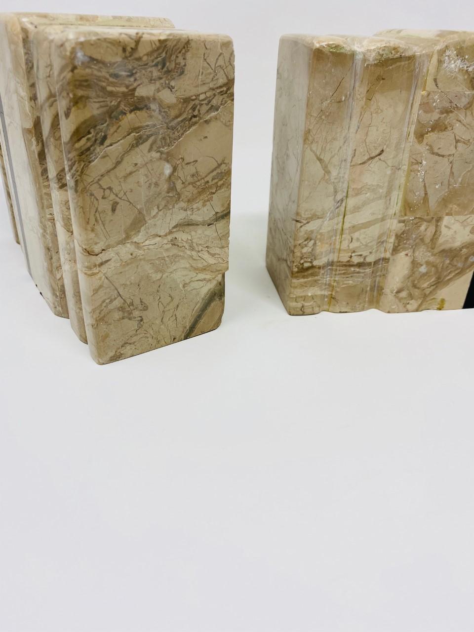 Hand-Crafted Vintage Art Deco Marble Bookends by Renoir For Sale