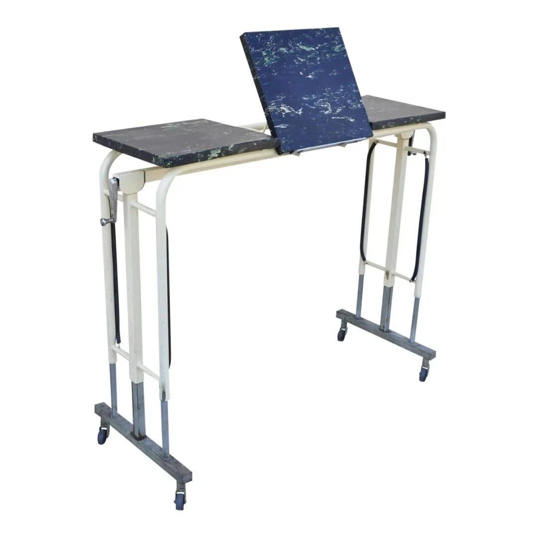 Vintage Art Deco Metal Adjustable Medical Dental Work Drafting Table by Doehler For Sale