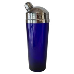 Retro Art Deco Mid Century Era Cobalt Blue Glass Cocktail Shaker