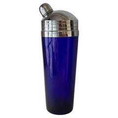 Vintage Art Deco Mid Century Era Cobalt Blue Glass Cocktail Shaker