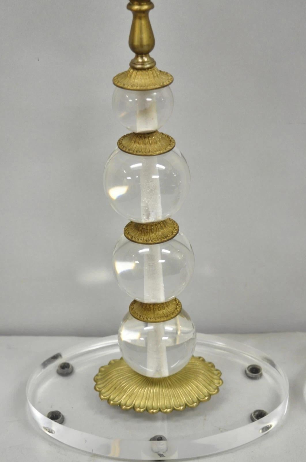 Mid-Century Modern Vintage Art Deco Mid Century Modern Acrylic Lucite Stacked Ball Table Lamps Pair For Sale