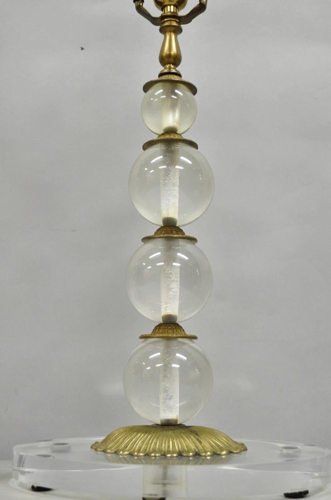 Unknown Vintage Art Deco Mid Century Modern Acrylic Lucite Stacked Ball Table Lamps Pair For Sale
