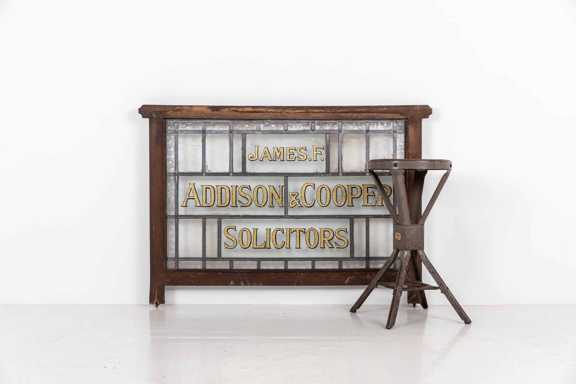 Vintage Art Deco Mid Century Oak and Glass Office Advertising Sign, C.1940 For Sale 2