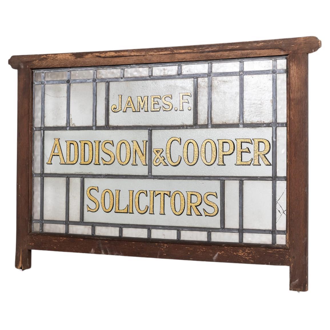 Vintage Art Deco Mid Century Oak and Glass Office Advertising Sign, C.1940 For Sale