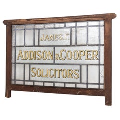 Vintage Art Deco Mid Century Oak and Glass Office Advertising Sign, C.1940